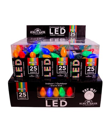 10.7' UL 25-Light Multicolored Pearl LED C7 Light Set With Green Wire