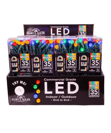 UL 35-Light Multicolor G12 Green Wire LED Light Set