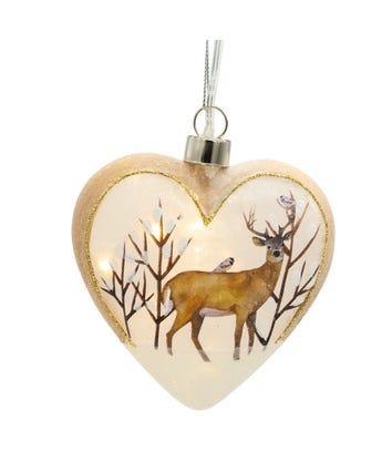 USB Lighted Glass Heart Ornament