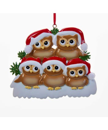 Owl Family Of 5 Ornament For Personalization