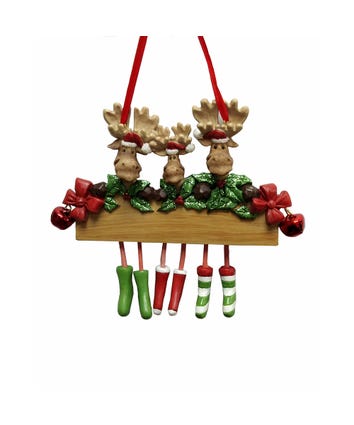 Moose With Holly Family Of 3 Ornament For Personalization