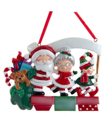 Santa and Elf Family Of 3 Ornament For Personalization