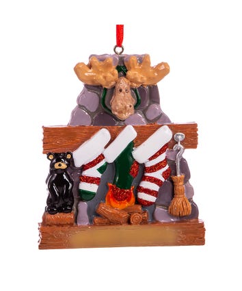 Moose Fireplace Family Of 3 Ornament For Personalization