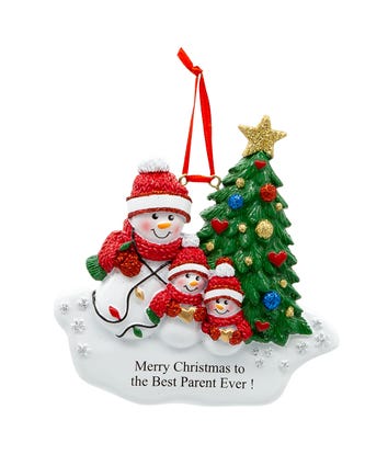 Single Parent With 2 Children Ornament For Personalization